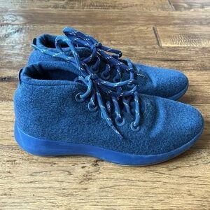 Allbirds Wool Runner Up Mizzle High Top Sneakers Navy Blue Womens Size 8